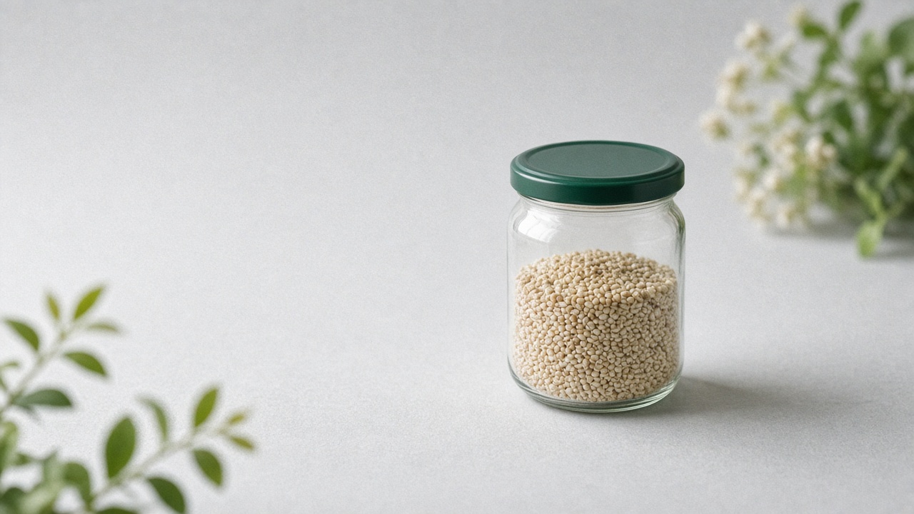 A glass jar with a green lid